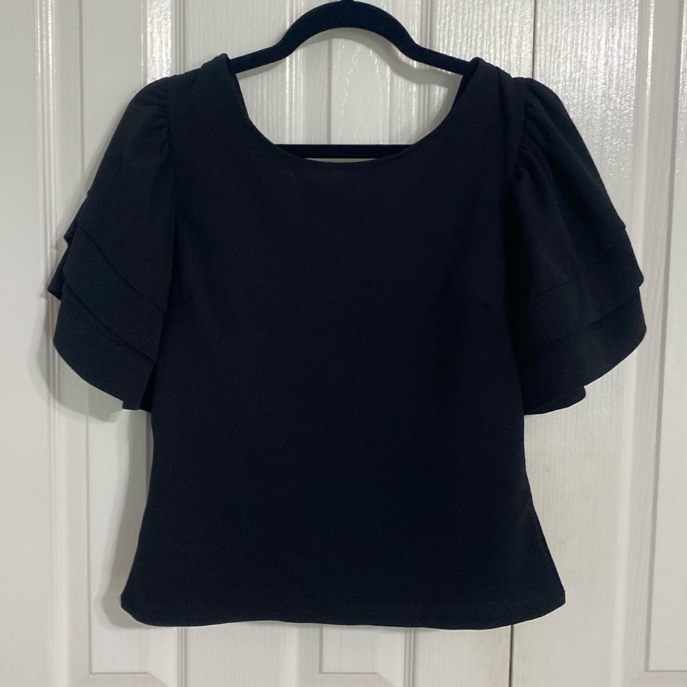 Black Ruffle Sleeve Blouse